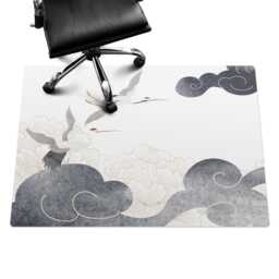 Cranes & Clouds Desk Chair Mat, White Computer Office Animals Gaming Floor Protector - thumbnail 2