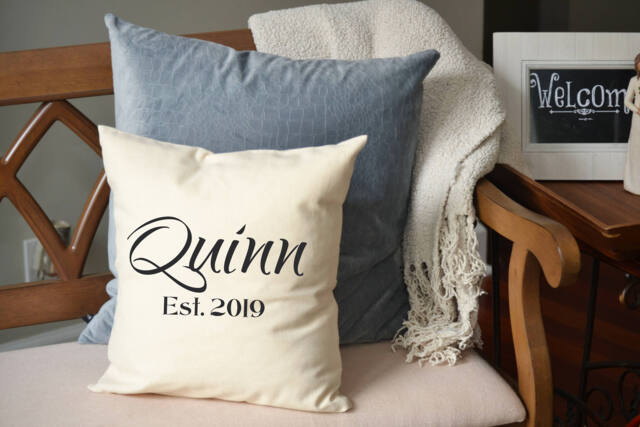 Cotton Anniversary, Housewarming Gift, Personalized Pillow , Anniversary Wedding, Newlywed Pillow, 2nd Anniversary, Walker - image 1