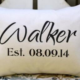 Cotton Anniversary, Housewarming Gift, Personalized Pillow , Anniversary Wedding, Newlywed Pillow, 2nd Anniversary, Walker - thumbnail 3
