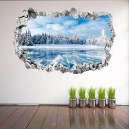 Frozen Lake Ice Winter Snow Trees Wall Decal Sticker Mural Poster Print Art Home Office Decor Km5 - thumbnail 3