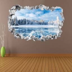 Frozen Lake Ice Winter Snow Trees Wall Decal Sticker Mural Poster Print Art Home Office Decor Km5 - thumbnail 2