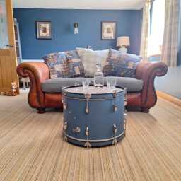 Large Drum Coffee Table, Blue 60cm Wide, Coffee, Side, Real Bass, Man Cave, Steam Punk - thumbnail 3