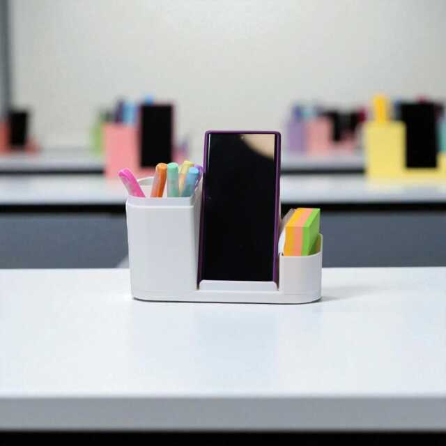 Kids Desk Organizer With Phone Stand Back-To-School Pencil & Brush Holder - image 1