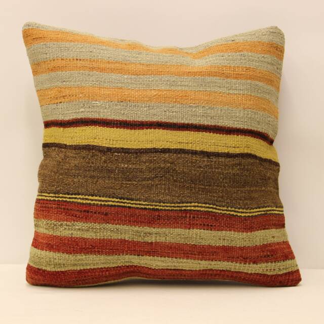 Vintage Throw Kilim Pillow 18x18 - 45x45 cm Turkish Pillow Minimalist Cushion Cover Sofa Pillows 4Kbf-449 - image 1