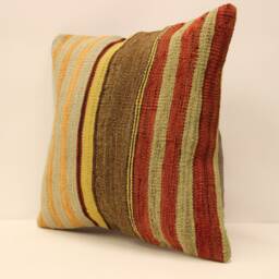 Vintage Throw Kilim Pillow 18x18 - 45x45 cm Turkish Pillow Minimalist Cushion Cover Sofa Pillows 4Kbf-449 - thumbnail 3