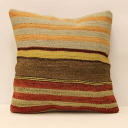 Vintage Throw Kilim Pillow 18x18 - 45x45 cm Turkish Pillow Minimalist Cushion Cover Sofa Pillows 4Kbf-449 - thumbnail 1