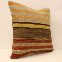Vintage Throw Kilim Pillow 18x18 - 45x45 cm Turkish Pillow Minimalist Cushion Cover Sofa Pillows 4Kbf-449 - thumbnail 2