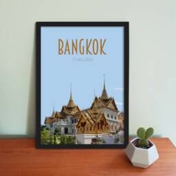 Bangkok Travel Poster - Retro Vintage Style Thailand Art Print, Artwork, Homeware, Siam Travel Print - thumbnail 1