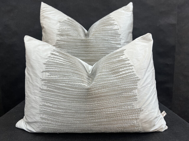 Ardecora Luce Embroidered Silver Contemporary Silk Fabric Designer Cushion Pillow Cover - image 1