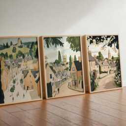 Set Of 3 Stow On The Wold Posters, England Travel Prints, Cotswolds Wall Art Sets, Market Town Poster Countryside Home Decor Gift - thumbnail 2