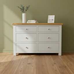 Painted Chest Of Drawers Solid Wood 6-Drawer Bedroom Storage, Assembled - thumbnail 2