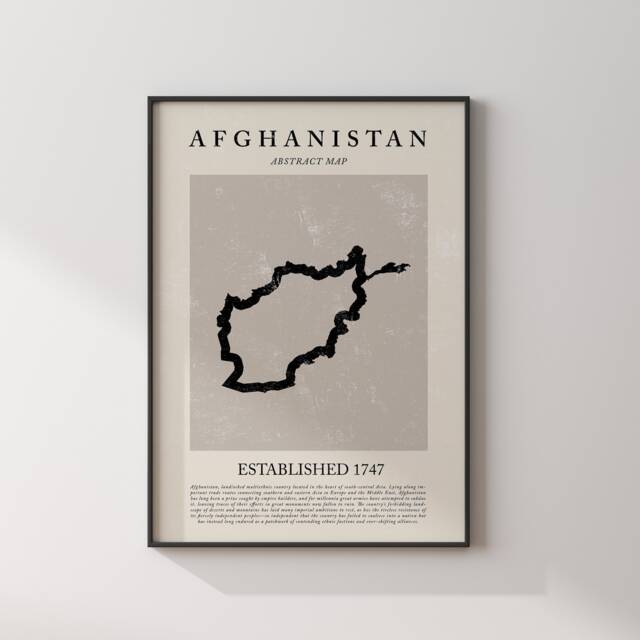 Afghanistan Map Vintage Abstract Wall Art Print Picasso + Matisse Inspired Travel Poster - image 1