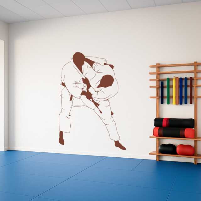 Jiu Jitsu Wall Decal - Martial Arts Home Gym Decor Mma Fighter Silhouette Vinyl Stickerjudo Sport Fighting - #2244Di - image 1
