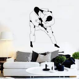 Jiu Jitsu Wall Decal - Martial Arts Home Gym Decor Mma Fighter Silhouette Vinyl Stickerjudo Sport Fighting - #2244Di - thumbnail 2