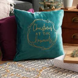 Personalised Christmas At The Luxury Velvet Cushion - thumbnail 1