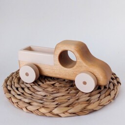 Personalized Wooden Toy Truck - Natural Birch Wood, Baby Gift - thumbnail 3