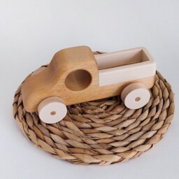Personalized Wooden Toy Truck - Natural Birch Wood, Baby Gift - thumbnail 2