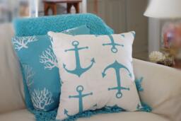 Anchors Away Pillow - White, Gray, Aqua, Turquoise Anchor