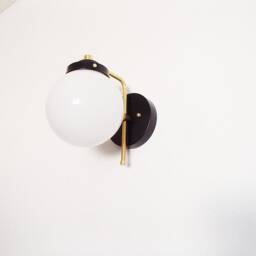 Modern Brass Sconce Opal Glass Globe, Minimalist Bedside Light - Ul Listed - thumbnail 3