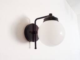 Modern Brass Sconce Opal Glass Globe, Minimalist Bedside Light - Ul Listed