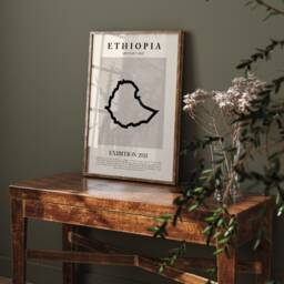 Ethiopia Map Vintage Abstract Wall Art Print Picasso + Matisse Inspired Travel Poster - thumbnail 2