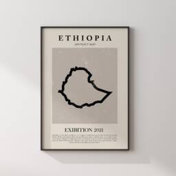 Ethiopia Map Vintage Abstract Wall Art Print Picasso + Matisse Inspired Travel Poster - thumbnail 1