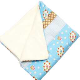 Baby Blanket, Cuddly Children's Patchwork in Blue & Beige For Girls Or Boys, Handmade By Bab-Berlin - thumbnail 2