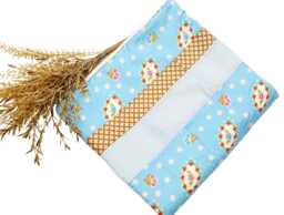 Baby Blanket, Cuddly Children's Patchwork in Blue & Beige For Girls Or Boys, Handmade By Bab-Berlin