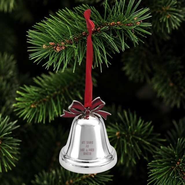 Personalised Premium Christmas Bell Bow Ornament Elegant Hanging Tree Decoration - image 1