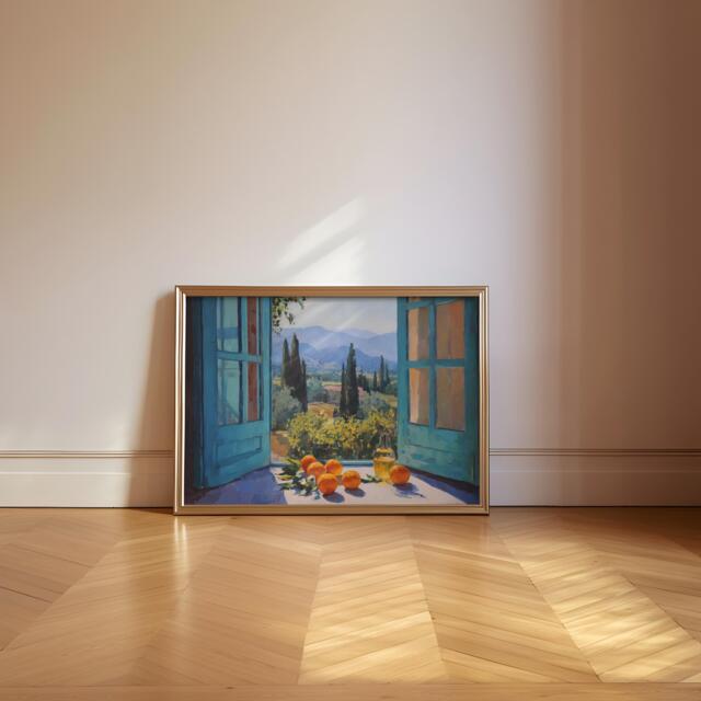 Open Window Henri Matisse Art Print, Inspired Fauvist Scene, Mediterranean Tuscan Wall With Oranges, Retro Vintage - image 1