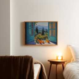 Open Window Henri Matisse Art Print, Inspired Fauvist Scene, Mediterranean Tuscan Wall With Oranges, Retro Vintage - thumbnail 2
