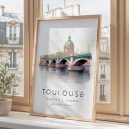 Toulouse France City Print, Travel Poster, Gift, Print With Map Coordinates, French Wall Art, Prints - thumbnail 3