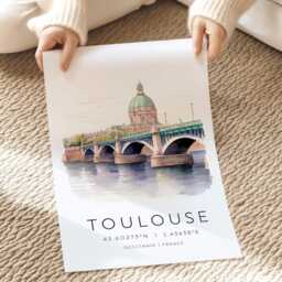 Toulouse France City Print, Travel Poster, Gift, Print With Map Coordinates, French Wall Art, Prints - thumbnail 2