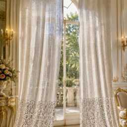 Precious Linen Blend Curtain With Macram?? Flounce - thumbnail 4
