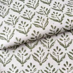 1473. Escorca Olive Green Block Print - Linen/Cotton Cushion Cover, Various Sizes - thumbnail 2