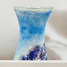 Glass Vase, Tall Iris Meadow Flowers, Floral Vase For Pretty Vases, Mothers Day Gift, Blue Gifts - thumbnail 3