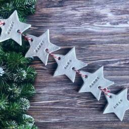 Personalised Family Star Decoration - Custom Clay Hanging Ornament With Names, Stacked Stars For Parents & Children, Christmas Gift - thumbnail 3