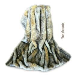Gold Wolf, Coyote Throw Blanket, Grizzly Bear, Premium Faux Fur, Taupe & Brown Tones Warm Highlights, Softest Minky Lining