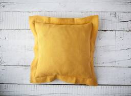 Yellow Linen Pillow Cover Wide Flange, Custom Size - thumbnail 1