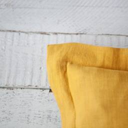 Yellow Linen Pillow Cover Wide Flange, Custom Size - thumbnail 2
