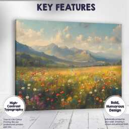 Blooming Alpine Wildflower Field Panoramic Mountain Landscape Canvas Wall Art Print Decor Picture Ready To Hang - thumbnail 1
