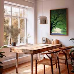 Giant Green Tree Poster, Peaceful Nature Wall Art Print, Serene Landscape Illustration, Calming Scene Decor For Bedroom Or Living Room - thumbnail 3