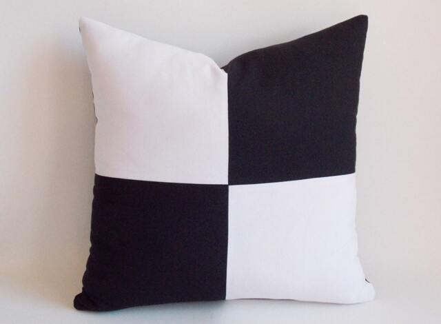 Black & White Throw Pillow Cover Cotton Canvas - 22'' X 22'' - image 1
