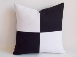 Black & White Throw Pillow Cover Cotton Canvas - 22'' X 22'' - thumbnail 1