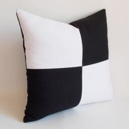 Black & White Throw Pillow Cover Cotton Canvas - 22'' X 22'' - thumbnail 2