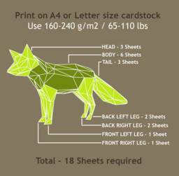 Fox Diy 3D Papercraft PDF Paper Sculpture Template, Origami Kit, Paper Animal Head, Make Your Own Trophy Low Poly Printable Model Templates - thumbnail 1