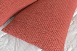 Quilted Linen Pillowcase - Set Of 2 Solid Color Eco-Flax Bedding