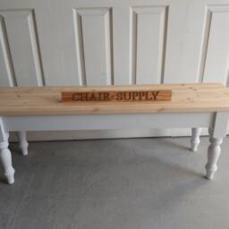 Made To Order Farmhouse Solid Pine Kitchen Dining Bench With Slim Legs, Frame Painted in Farrow & Ball, Bench - thumbnail 3