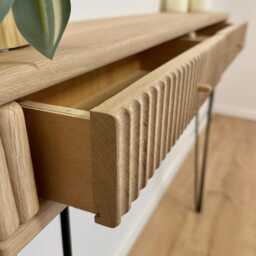 Handmade Solid Oak Console Table Grooved Front, Hairpin Legs - thumbnail 4