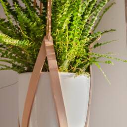 Natural Undyed Leather Hanging Planter/Lade #3 Indoor Ceiling Plant Hanger - thumbnail 2